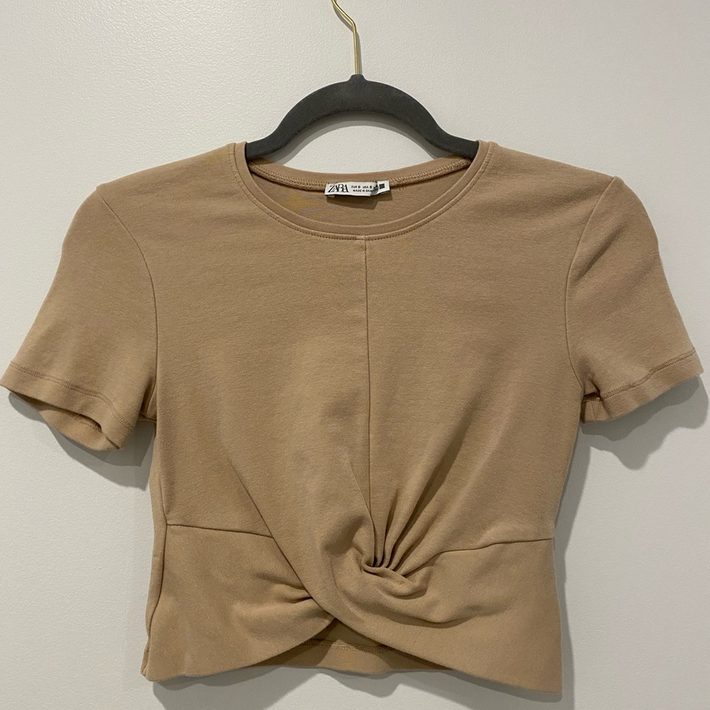 Zara Crop Shirt in Tan